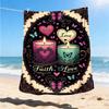 1pc Faith Love Candles Outdoor Flannel Blanket Soft All Season Polyester Throw , Perfect for Picnics & Travel , Picnic Accessory