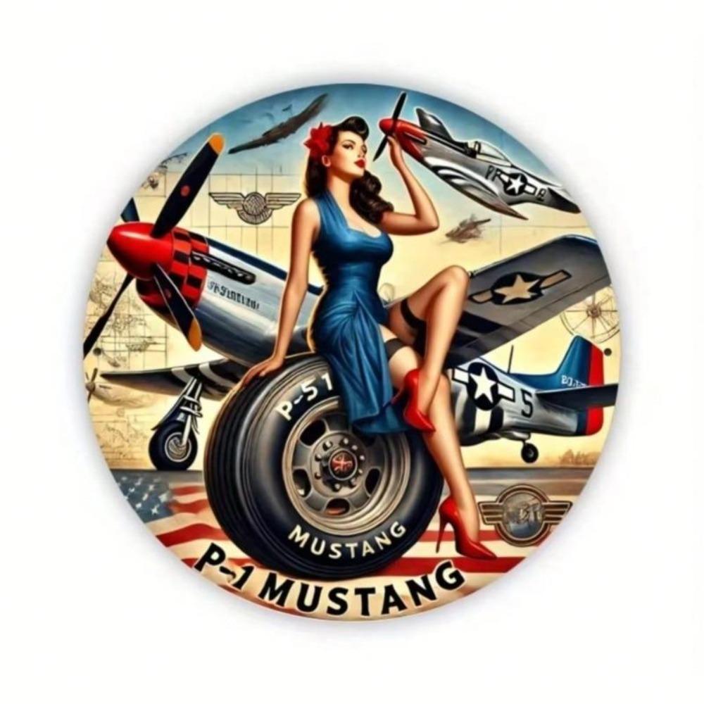 Винтажная металлическая жестяная табличка с изображением самолета P-51 Mustang, настенный декор для мужской комнаты, гаража