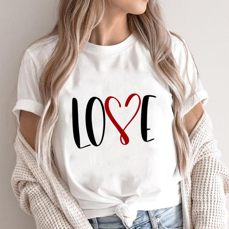 (Asian Size) letter lovely style Fashion Female Casual Clothing Graphic Tee Women's Top Print O-neck T Short Sleeve T-shirts