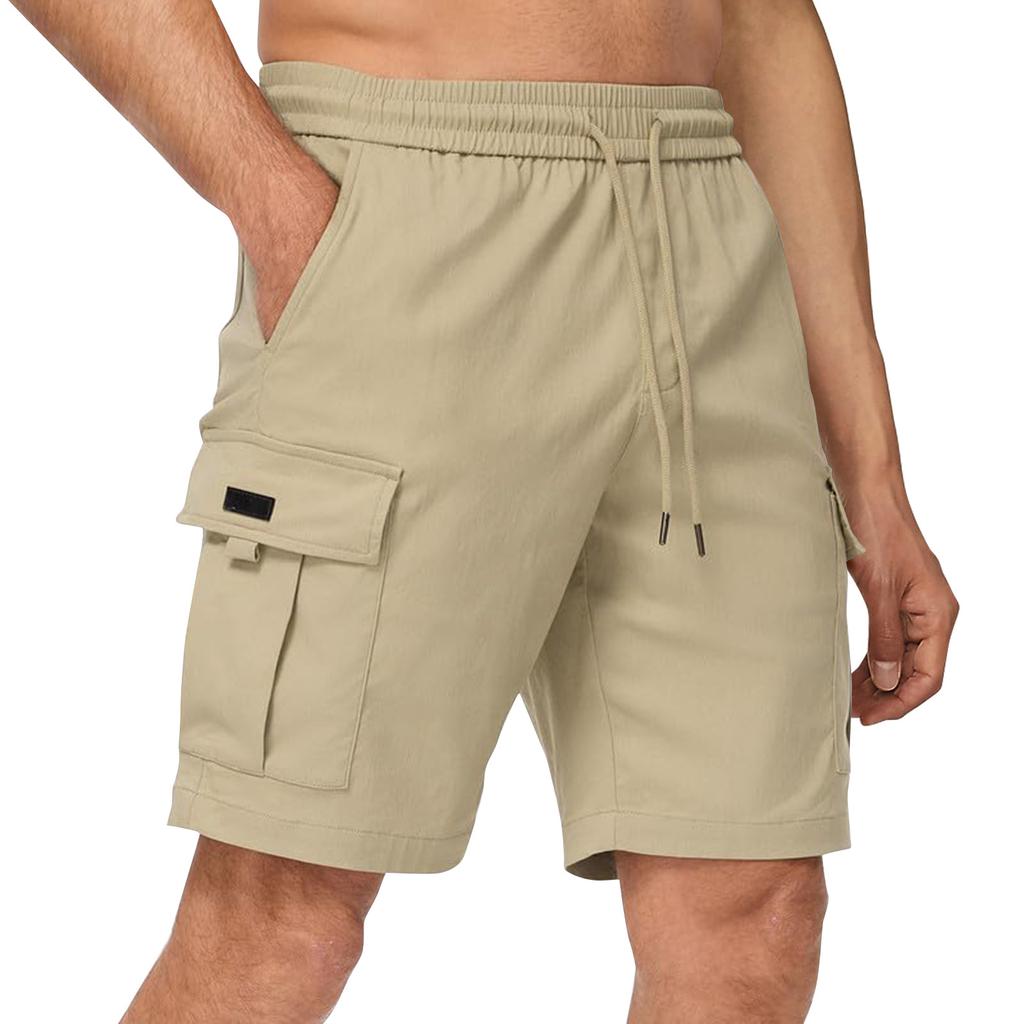 Мужские шорты-карго, повседневные, однотонные, легкие, летние, для работы на открытом воздухе, с несколькими карманами