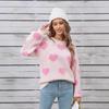 Winter Women's Sweater Love Valentine's Day Pullover Large Peach Heart Color Clash Sweater