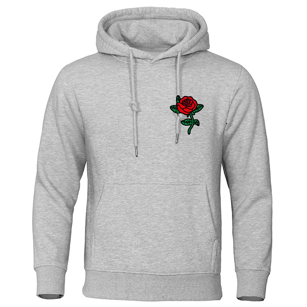New Fashion Autumn New Fashion Hooded Rose Printed Elastic Top Pullover Casual Men's Hooded Sweatshirt Hip Hop Hoodie