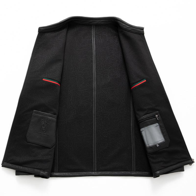 Genuine Leather Jackets for Men In Autumn and Winter New Business Casual Simple Fashion Solid Color Leather Jackets