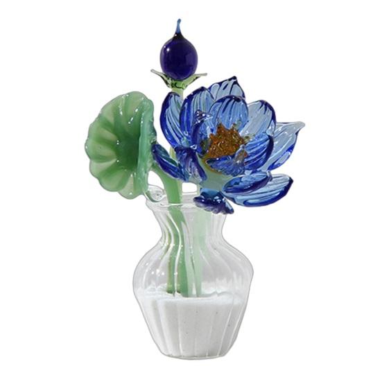 Mini Artificial Glass Flowers Hand-Blown Stained Glass Flowers Miniature Flower