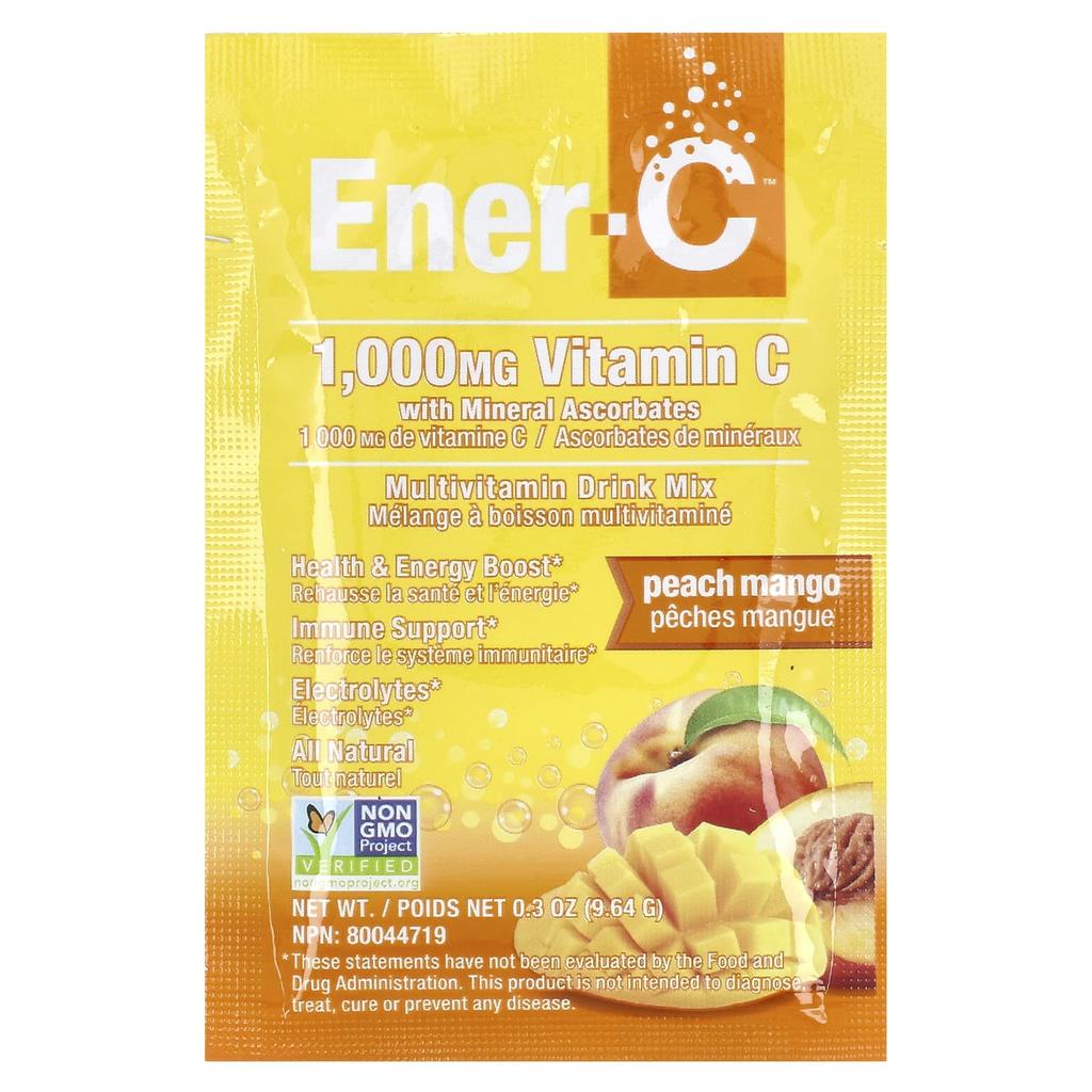 Ener-C, Bubbly Multivitamin Drink Mix, Peach Mango, 30 Packets, 9.64G (0.3Oz) Each