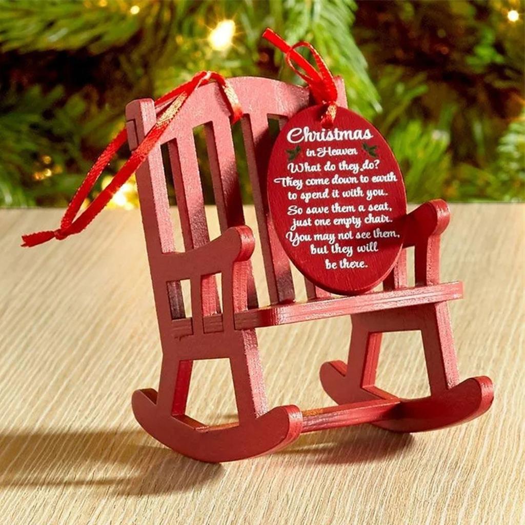 Christmas Memorial Chair Ornament Christmas Tree Decorations Mini Wooden Rocking Chair with Meaningful Tag Sign Decor