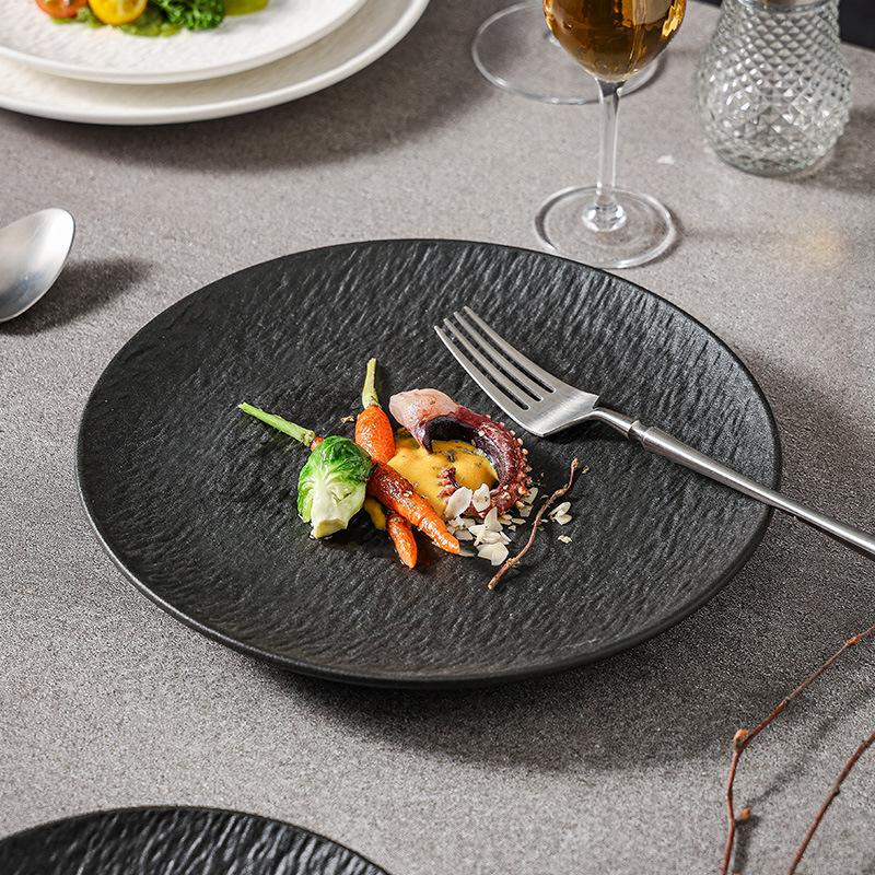 Ceramic Tableware, Steak Plates, Stone Pattern Frosted Salad Plates, Fruit Plates, Restaurant , Western Food