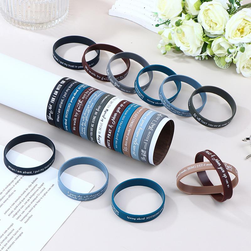 36 шт. религиозные силиконовые браслеты, оптовые библейские резиновые браслеты, красочные вдохновляющие христианские силиконовые браслеты