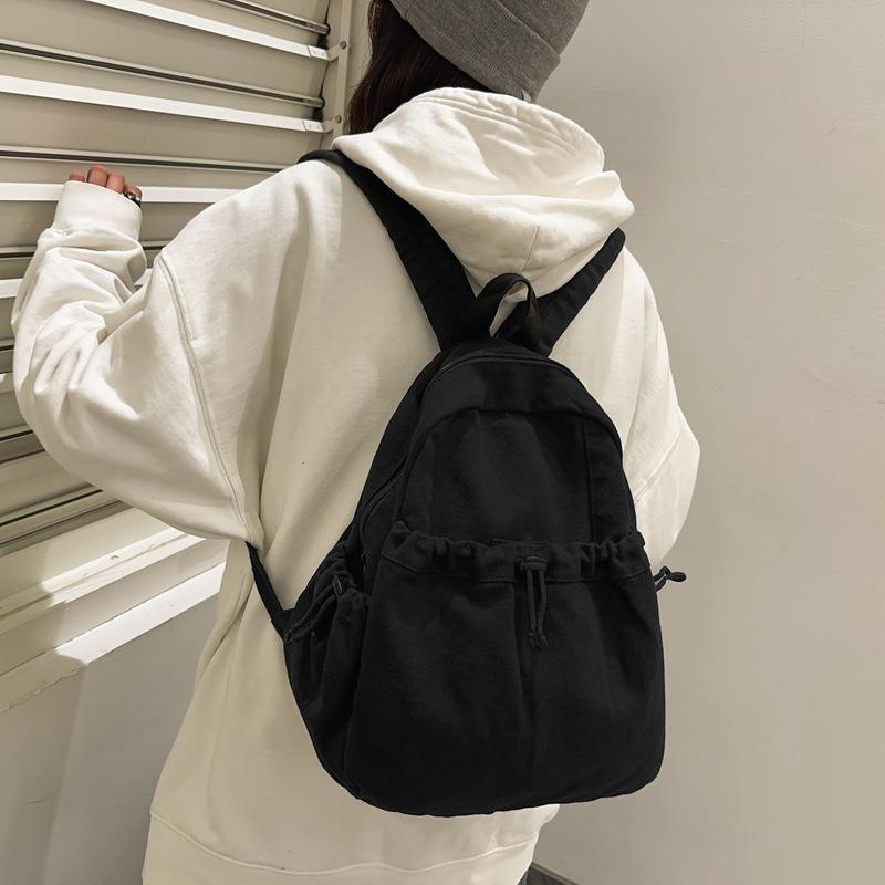 Washed Canvas Schoolbag Women's Casual Backpack College Students' Casual Class Backpack