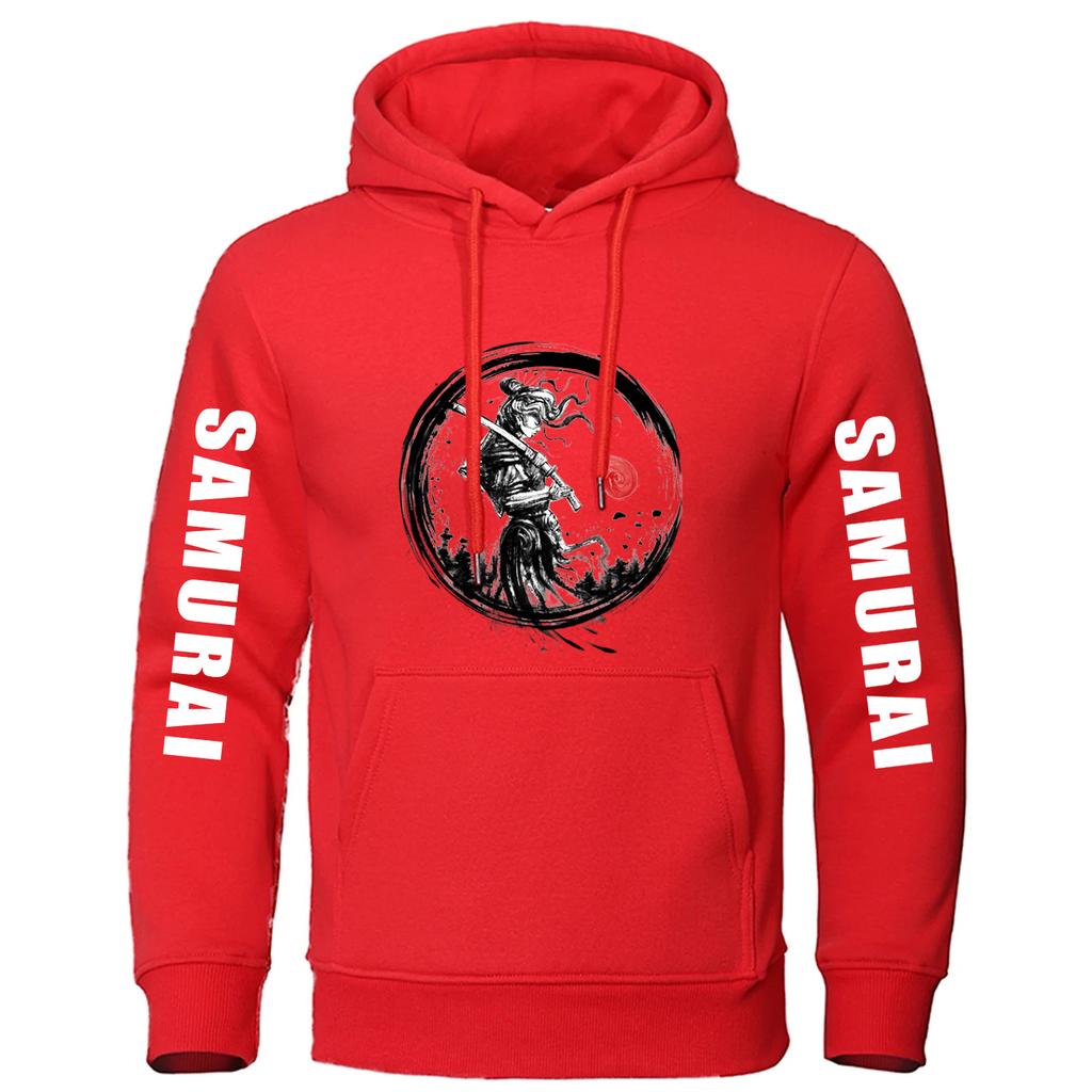 Japanese Samurai Graphic 2025 Spring And Autumn Man's High Street Fashion Pullover Hoodies Solid Color Slim Coat