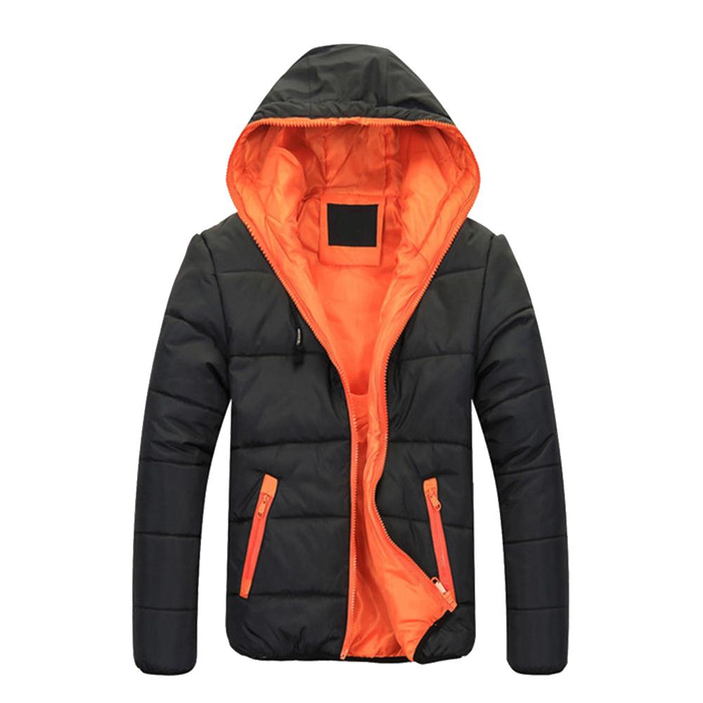 Мужские ветрозащитные хлопковые пуховики с капюшоном и верхней одеждой на молнии с длинными рукавами