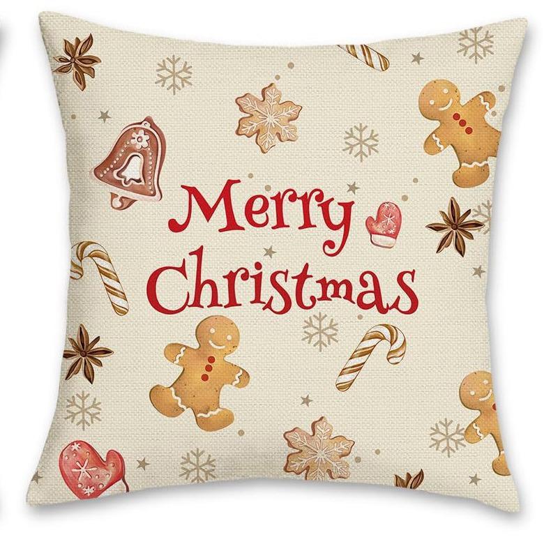 Christmas Pillowcase Cartoon Cookies Little Man Snowflake Christmas Tree Home Sofa Pillowcase