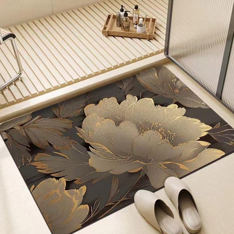 Легкий Роскошный Цветочный Дверной Коврик Супер Впитывающий Диатомовая Грязь Коврик для Ванной Комнаты Коврик для Кухни Противоскользящий Домашний Ковер для Прихожей