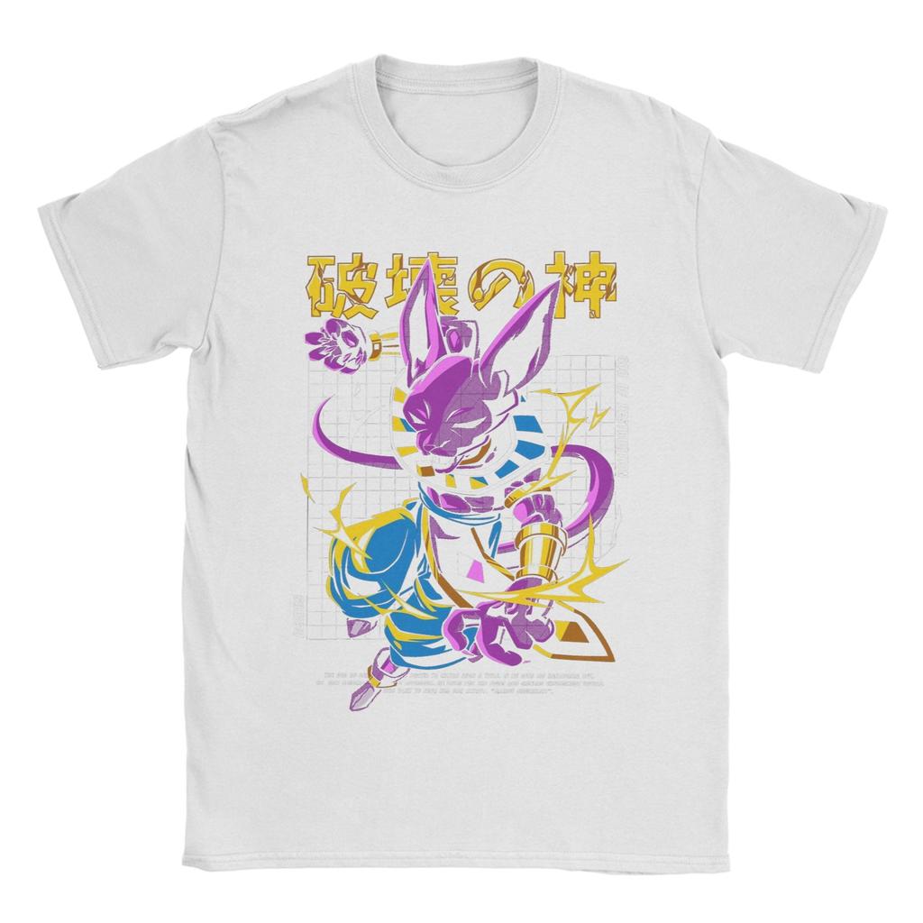 Унисекс Футболка с принтом Beerus DDragon Ball Z Хлопковые Топы Винтажная с коротким рукавом с круглым вырезом Классические Футболки