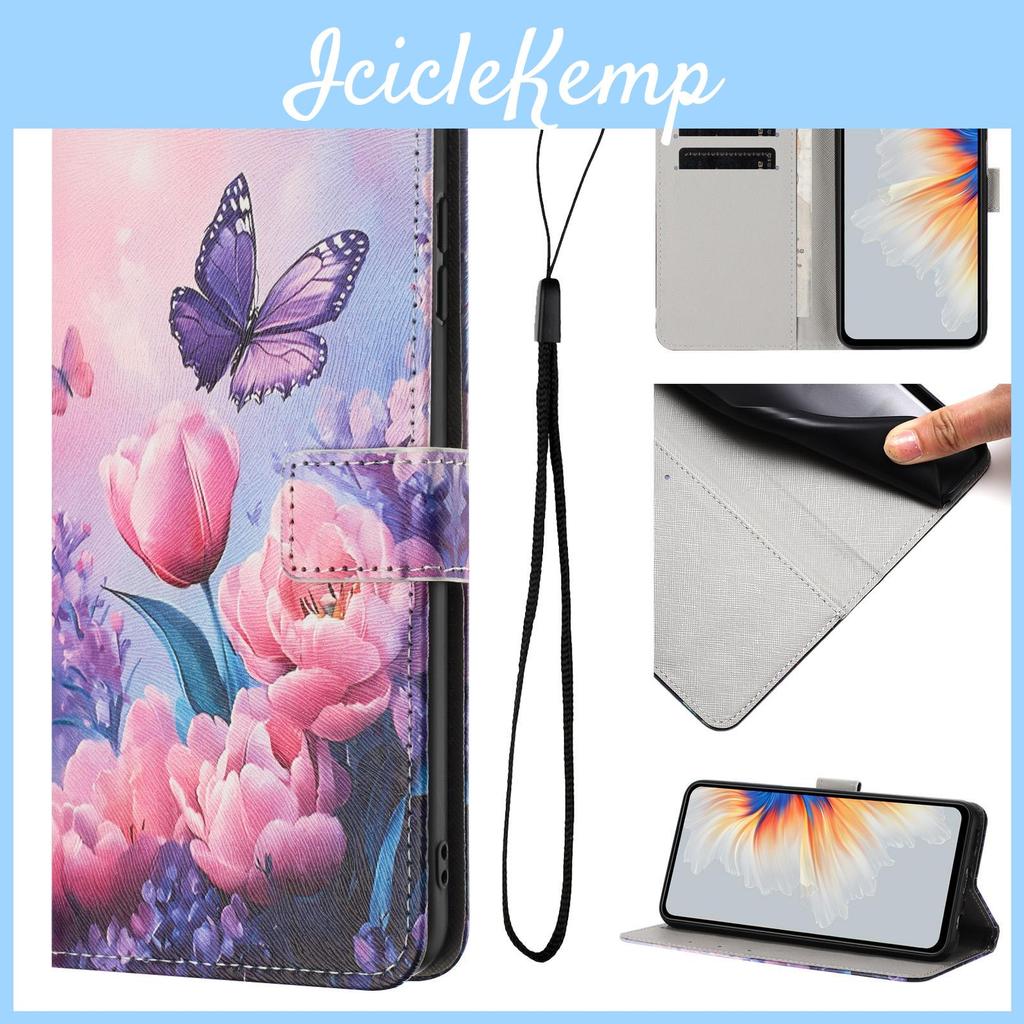 Цветок Бабочка Розовый Кожаный Кошелек Flip Рамка для Фото Чехол-Книга Для Iphone Samsung Huawei Honor Xiaomi Redmi Oppo Infinix Tecno Google