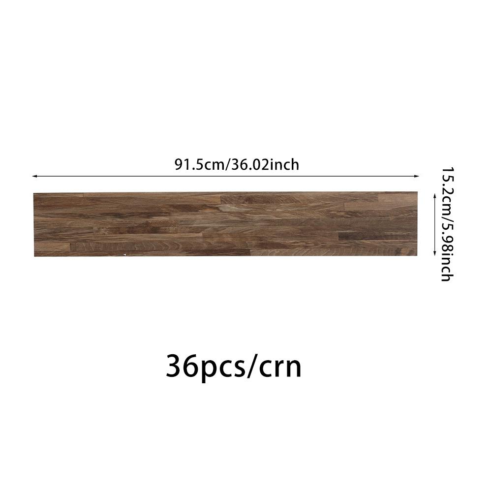 36Pcs Wood Grain PVC Self-Adhesive Floor Tiles, 91.5×15.2×0.2cm, 0.07mm Wear Layer, UV Coated, Peel & Stick Flooring