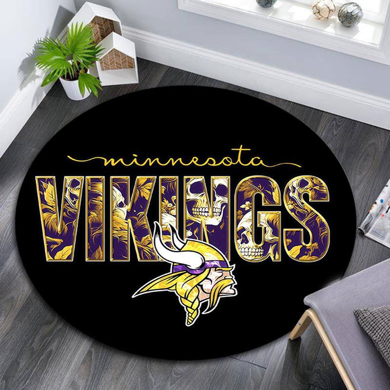 Minnesota Vikings3,Round Area Rug,Carpet Rug for Living Room Bedroom Sofa Playroom Decor,Non-slip Floor Mat