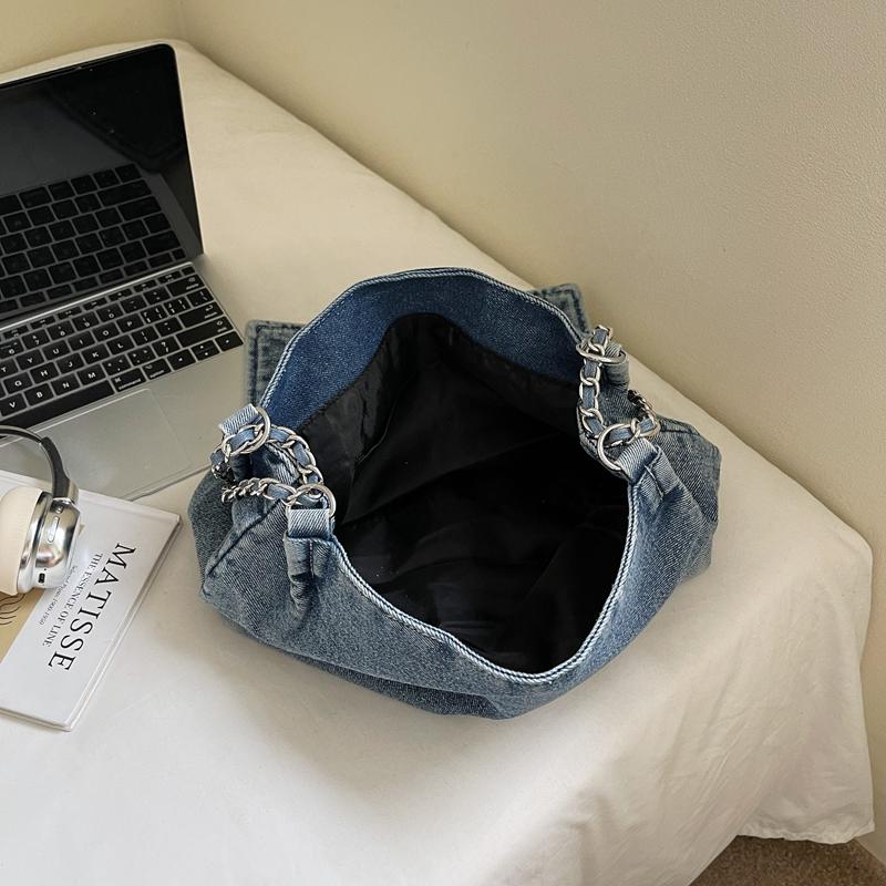 Джинсовая сумка Цепочки Сумка через плечо Женская сумка на плечо