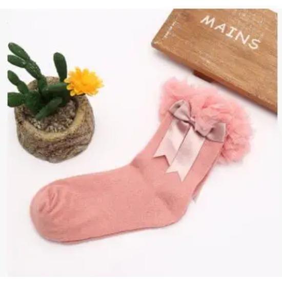 Girls Princess Tutu Socks Baby Knee Bellow Sock Ruffles Cotton Kids Ankle Socks Pography Silk Ribbon Bowknot Lace Sock