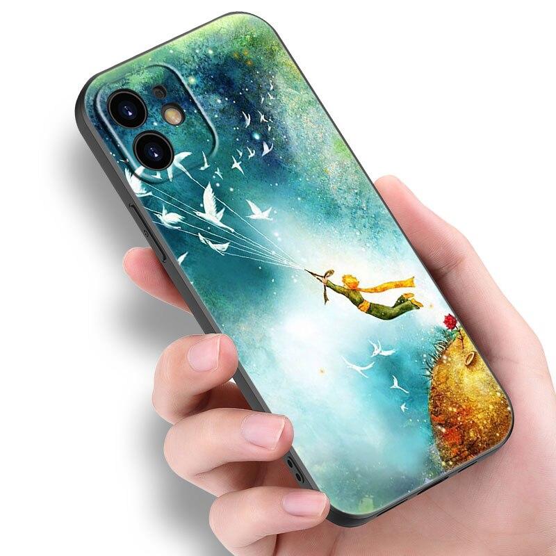 Чехол для телефона Little Prince fox для Apple iPhone 14 13 12 Mini 11 Pro Max 7 8 XR X XS 7 8 Plus SE 2020 2022 черный чехол