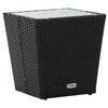 VidaXL Tea Table Black 41.5x41.5x43 Cm Woven Resin and Tempered Glass