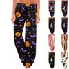 Women's Comfy Pajama Pants Pocket Halloween Print Drawstring Wide Leg Pants