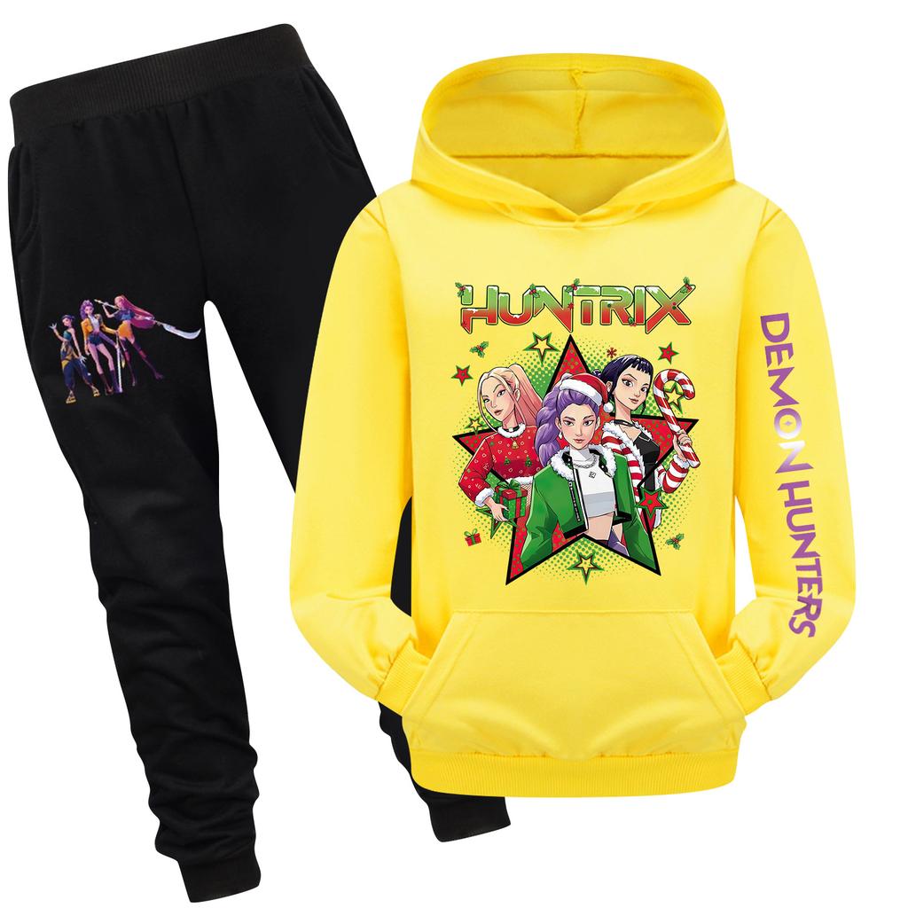 Детский худи и брюки, двухпредметный спортивный костюм, комплект свитшота с длинным рукавом и принтом