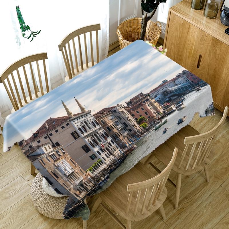 Thicken Cotton Tablecloth Seascape Landscape Pattern Rectangular Round Table Cloth For Wedding Picnic Party