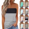 Women's Summer Sexy Tube Top Off Shoulder Sleeveless Tops Strapless Beach Vest Bandeau Shirt Backless Sexy Tops