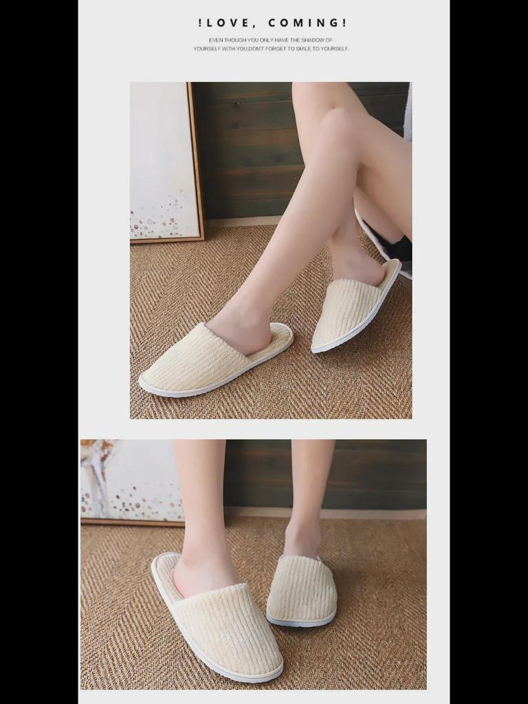 Luxury Disposable Slippers: Plush Coral Fleece, Non-Slip, Ideal for Home, Homestays, and Guest Comfort