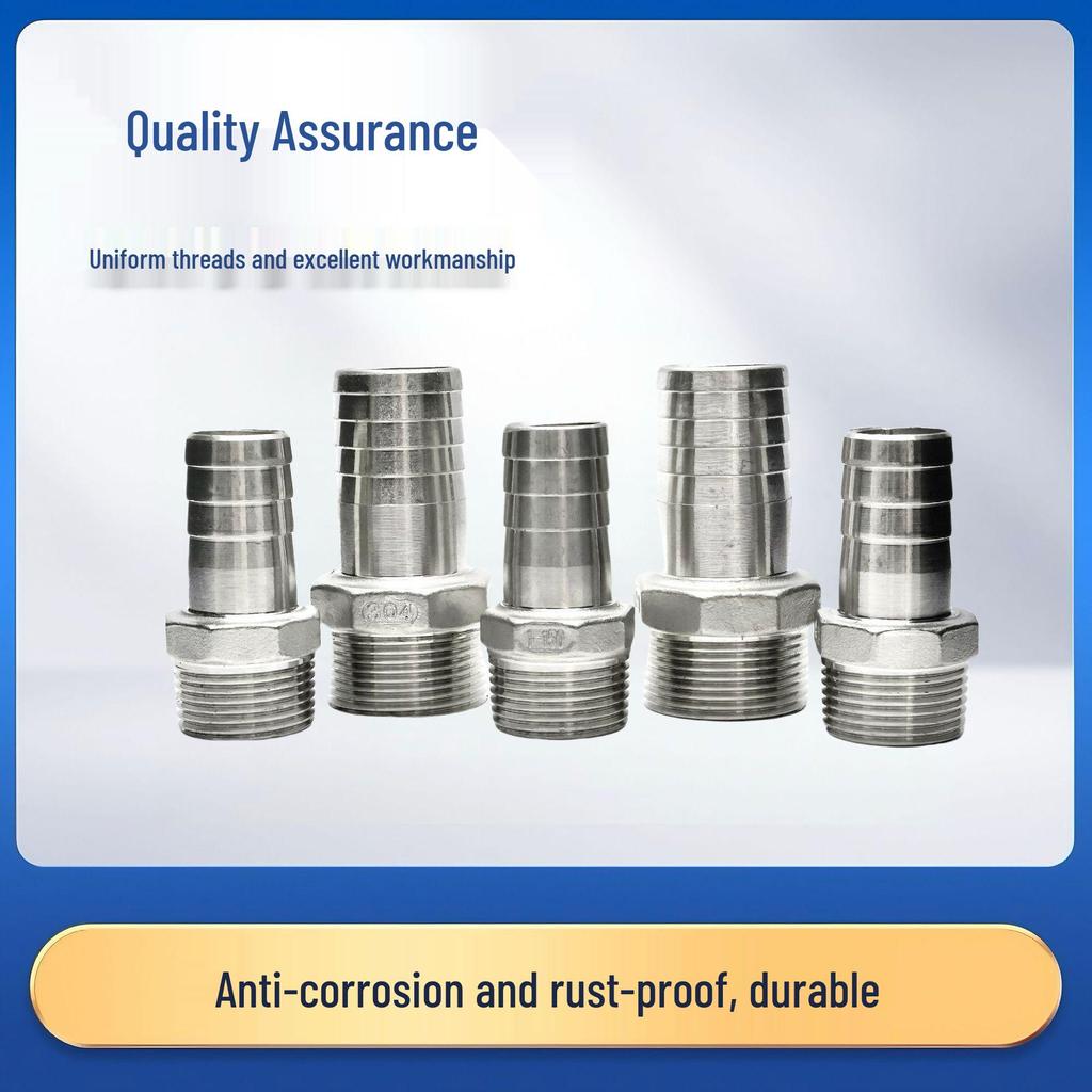 304 Stainless Steel Hex Hose Connector Reducer, Male/Female Thread, Bamboo Joint, 4/6 Fittings.