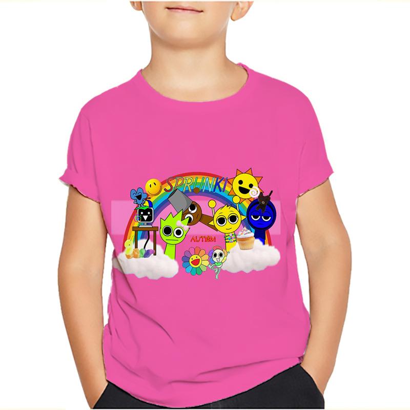 Sprunki Incredibox Детская футболка для девочек Игровые летние топы для малышей Футболки для малышей Детская одежда Футболки с героями мультфильмов Повседневная одежда с коротким рукавом