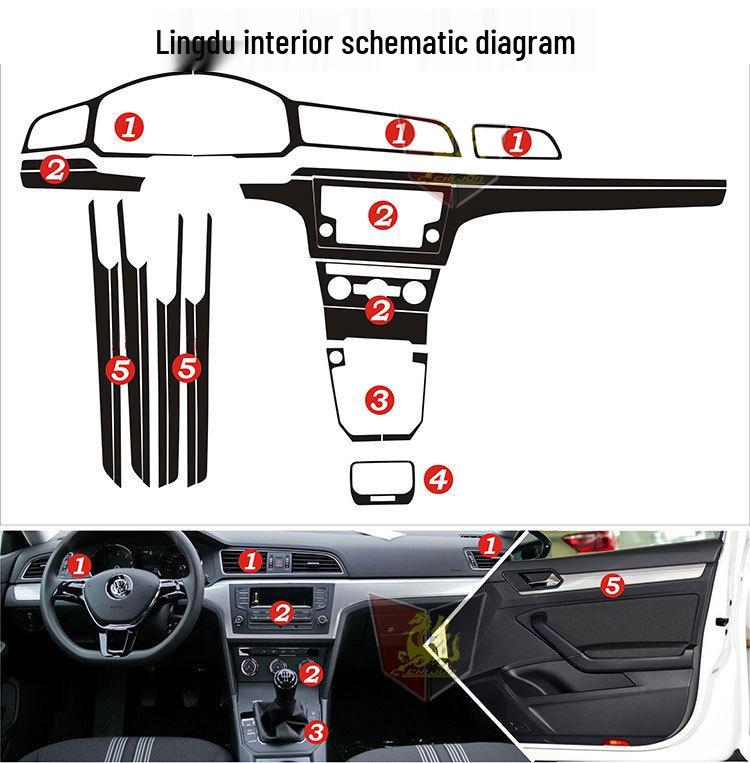 Carbon Fiber Console Stickers for 14-18 Lavida Interior Modification