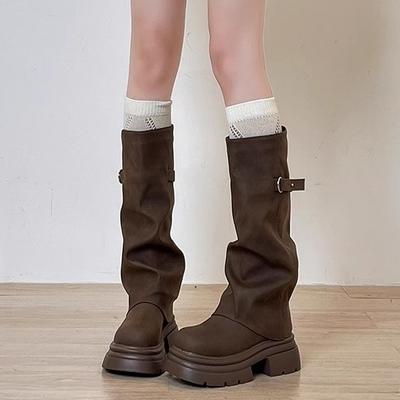 Ретро мода Maillard ботильоны женские 2025 осень и зима новые красивые маленькие на толстой подошве жареные уличные ботинки