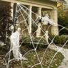 Extra Large Halloween Triangle Spider Web Black/White Plush Spider Web Giant Spider Web  Outdoor