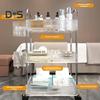 Movable Shelf with Wheels Multi-tiers Storage Rack Rolling Cart Transparent Basket Organizer Trolley for Snacks Cosmetics Bathroom