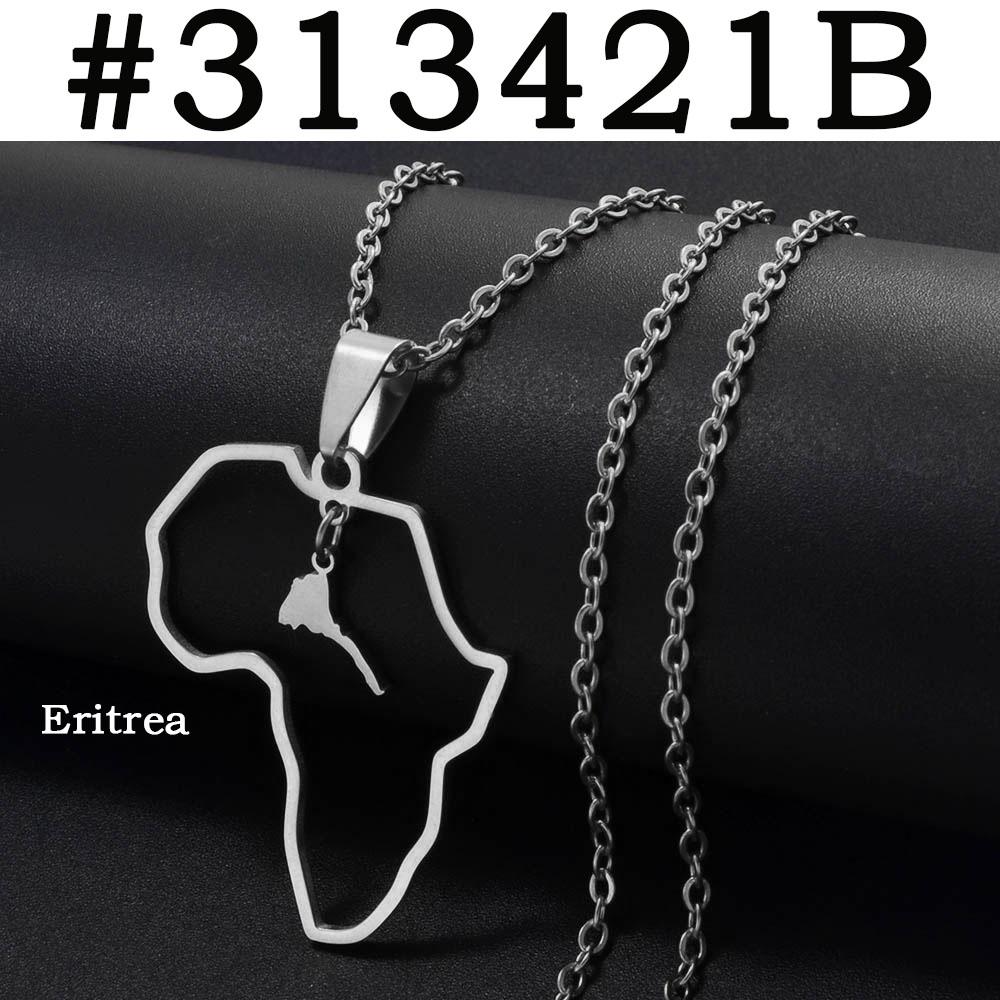 Anniyo Morocco and Eritrea Map Pendant Necklaces Stainless Steel Jewelry #313421