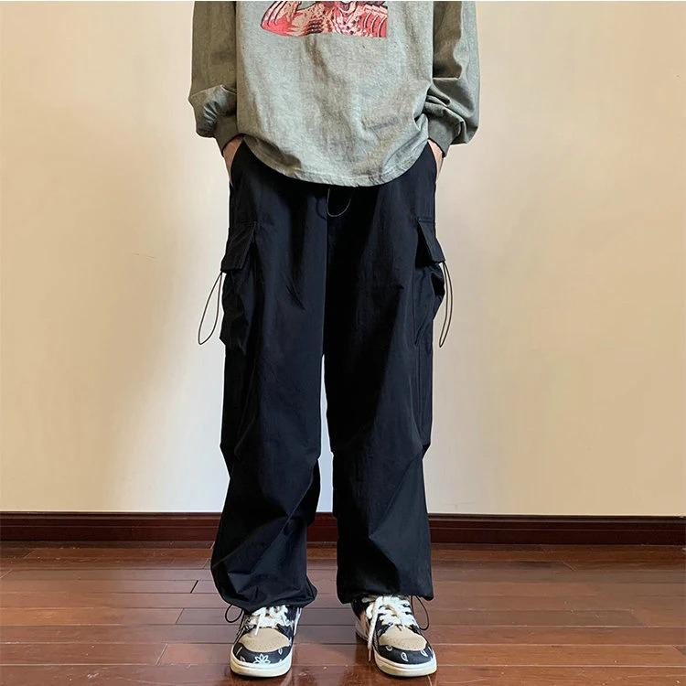 Streetwear Spring Summer Cargo Pants Men Harajuku Casual Men's Pants Elastic Waist Wide Leg Joggers