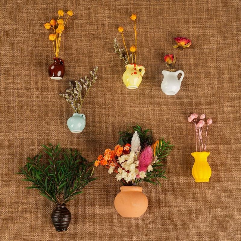 Набор из 7 магнитных мини-ваз для холодильника, украшение для дома, набор из дружелюбной керамики