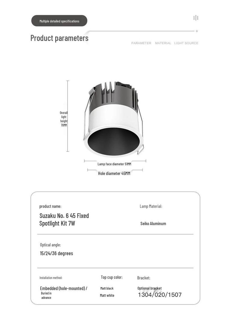 Anti-Glare Recessed LED Downlight: Spotlight & Wall Washer for Living Room Ceilings