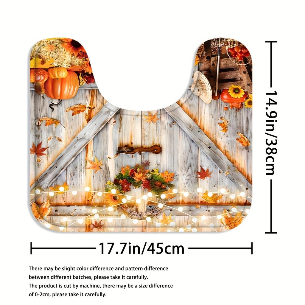 4 шт. роскошные блочные наборы занавесок для душа с тыквой, водонепроницаемые для ванной комнаты, нескользящие коврики для ванной комнаты, крышка для унитаза, коврик для ванной, набор для ванной комнаты