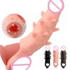 Reusable Condom Penis Sleeve Male Dick Enlargement Extender Spike Penis Cover Dildo Delay Ejaculation Sex Toy for Men Sexy Shop