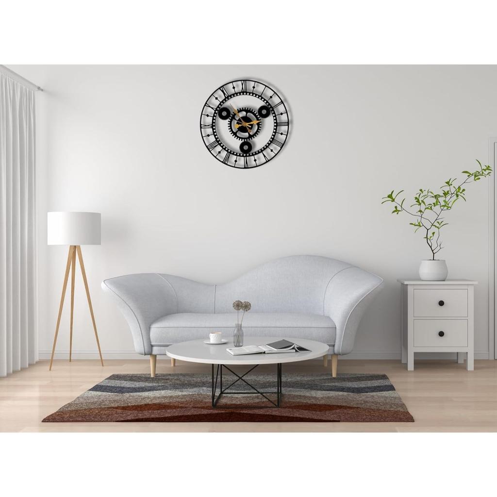 Настенные часы для дома, офиса, гостиной, спальни, детской комнаты, кухни | Стильный домашний декор большого размера | (48.2 X 48.2 СМ) | Черный (Включенная батарея)
