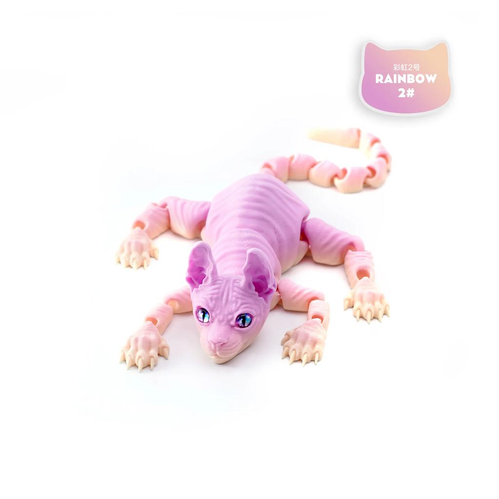 3D-печатная игрушка-антистресс в виде кошки сфинкс, реалистичная фигурка без шерсти, шарнирная кошка, забавная игрушка для любителя кошек, коллекционера, украшение для дома