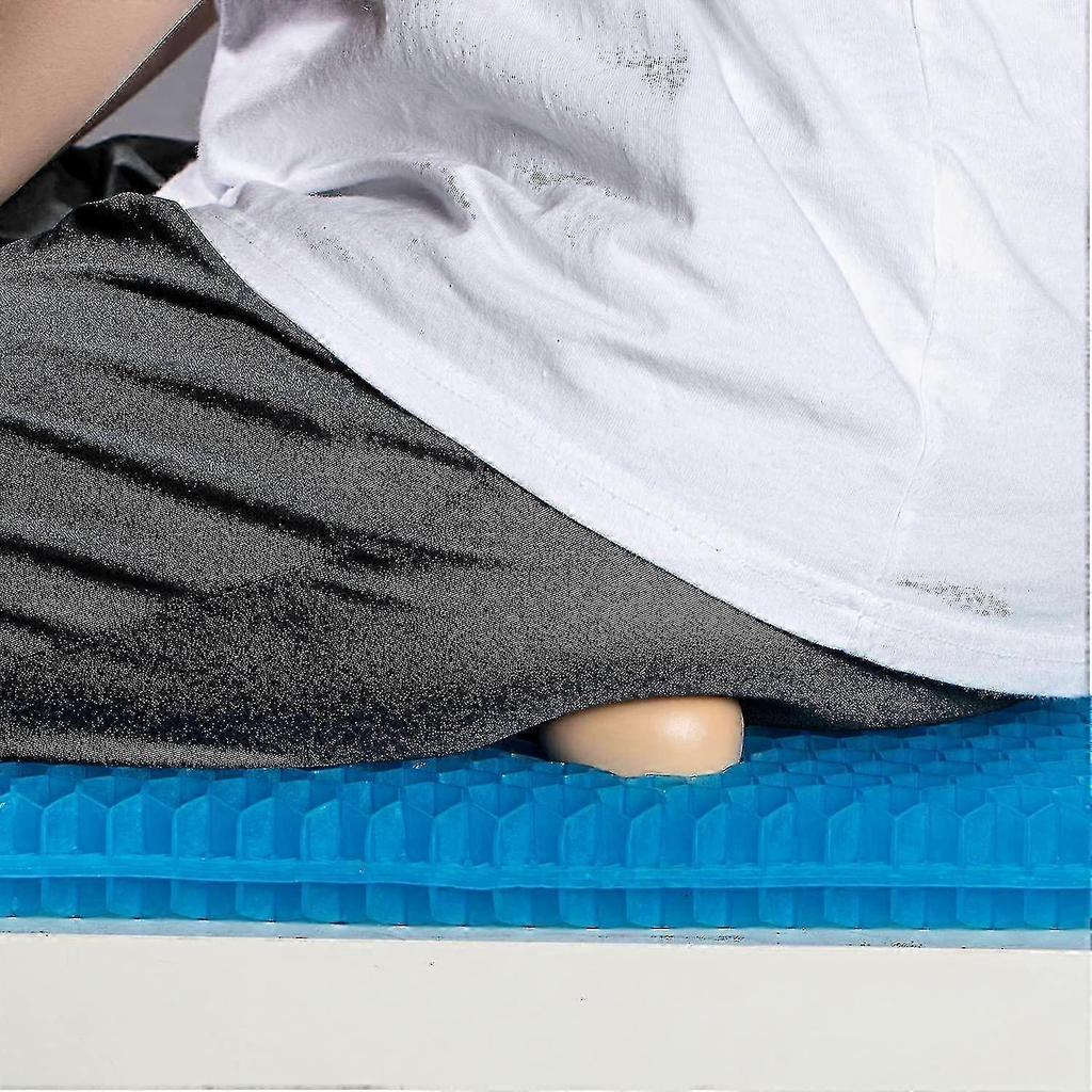 Double Thick Gel Seat Cushion with Non-slip Breathable Honeycomb Cover, Relieves Pressure & Back Pain