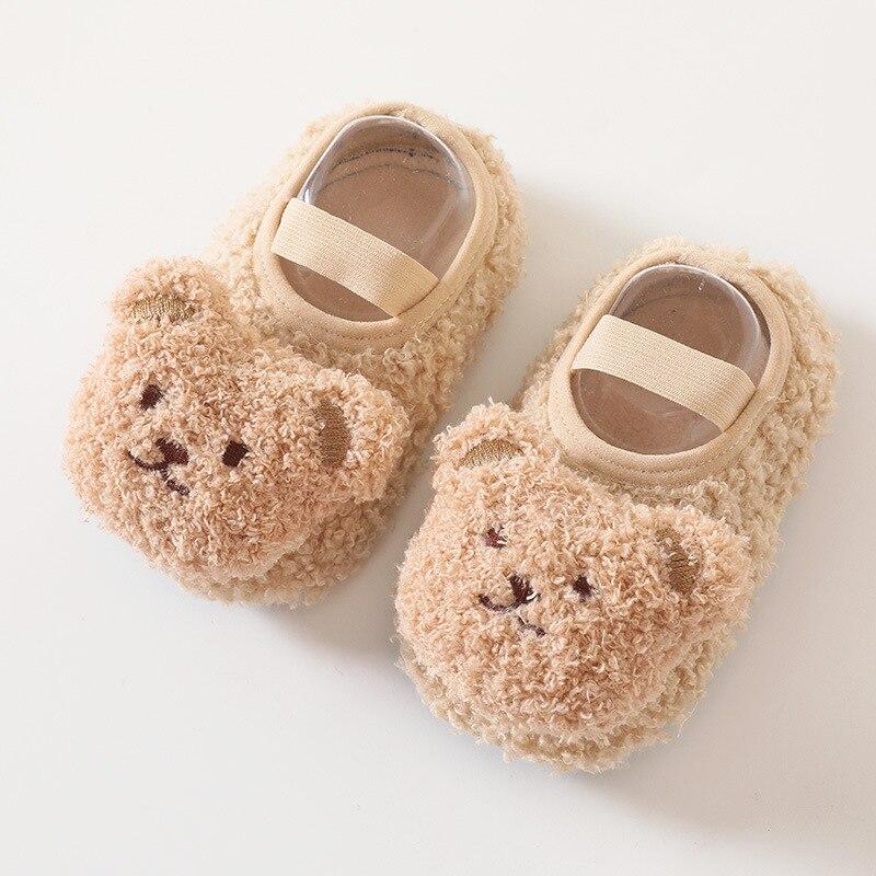 Cartoon Bear Socks Shoes for Newborn Infant Toddler Baby Autumn Winter Thick Warm Floor Socks Plush Indoor Sox