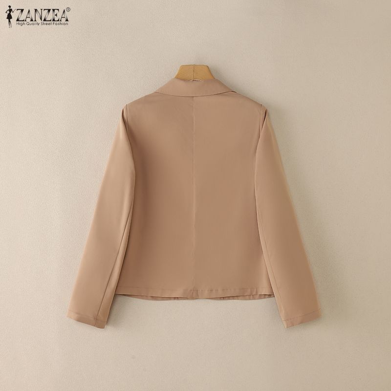 ZANZEA Женский повседневный кардиган-блейзер тонкий с отложным воротником, свободного кроя, с длинными рукавами