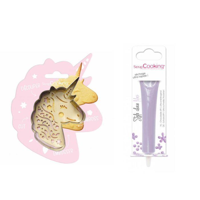 Unicorn Embossed Cookie Kit + Lilac Chocolate Pen