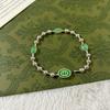 Green Enamel Double G 925 Sterling Silver Bracelet - Trendy and Elegant Design