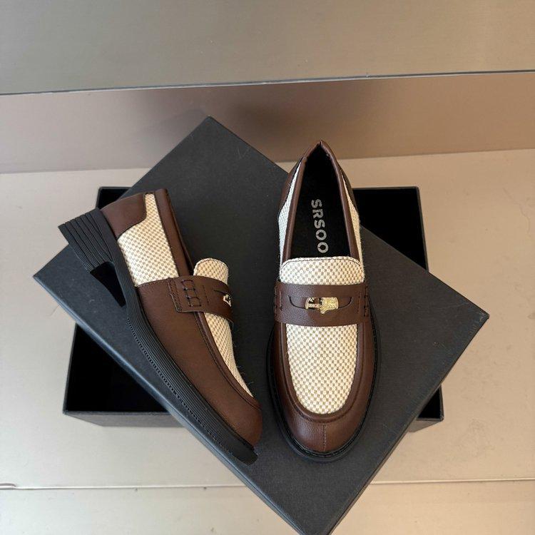 platform leather retro loafers women's spring and autumn platform design sense small gold coins British style small leather shoes women's single shoes